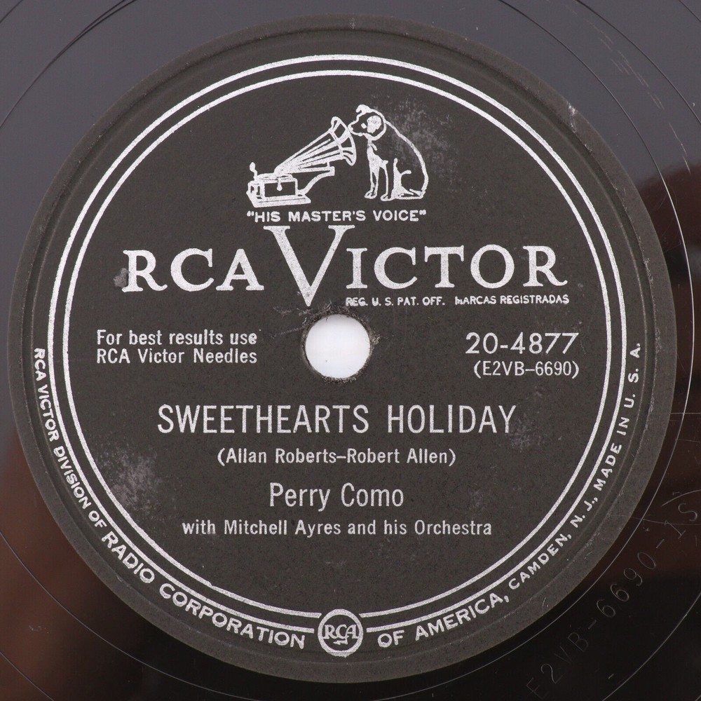 Perry Como, Sweethearts Holiday, My Love & Devotion 1952 78 rpm Record 20-4877
